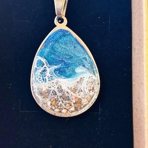 Teardrop Cremation Art Necklace- Ocean Pendant Ashes-Cremation  Jewelry - Ash Necklace Human Pet Memorial Cremation ash Jewelry