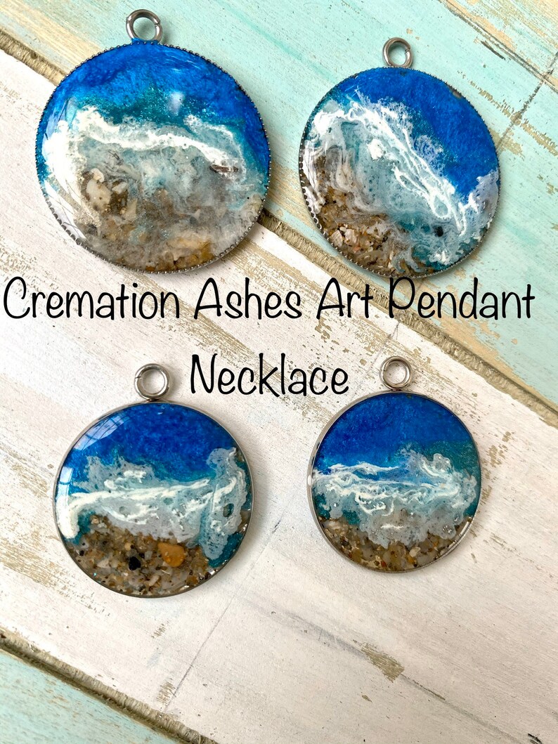 Beach Cremation Art Pendant Ocean Pendant AshesCremation Etsy
