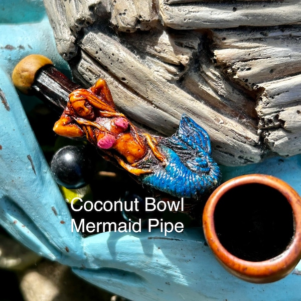 Mermaid Pipe, Smoking hand pipe,handmade spiritual Pipe,Smokers Gift, Hippie gift, Turtle lover gift