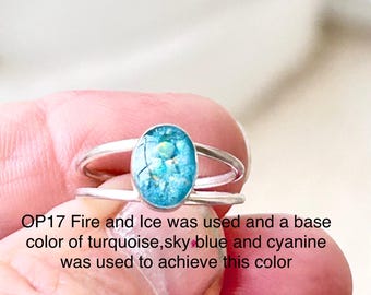 Oval Cremation Ring, Sterling Silver Double Band, Pet Memorial Keepsake, Ash and Opal Fusion, Opal Keepsake Ring