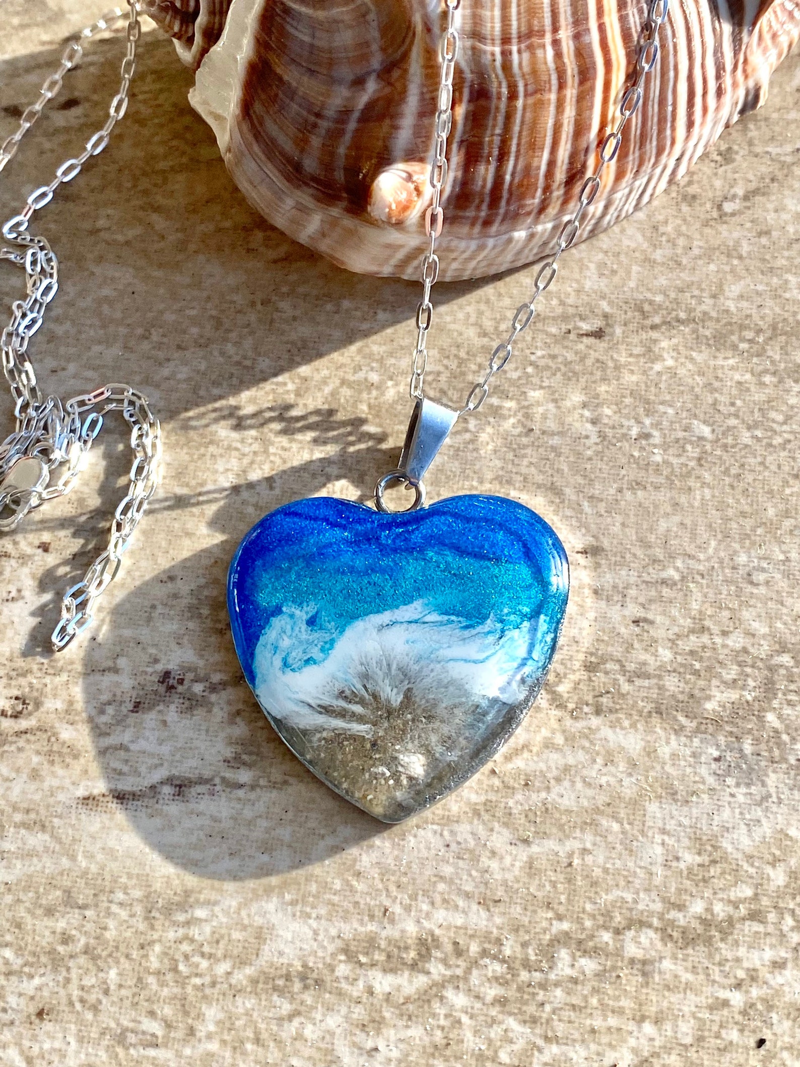 Beach Cremation Art Pendant Ocean Pendant Ashescremation Etsy