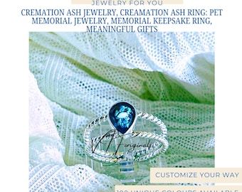 Sterling Silver Teardrop Cremation Ring, Pet Memorial Keepsake Jewelry, Memorial Keepsake Ring