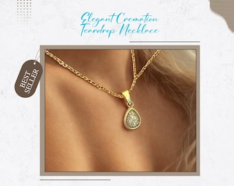 Diamond Dust Ash Jewelry Teardrop Pet Memorial Necklace: Stainless Steel Cremation Jewelry, Memorial Keepsake, Pendant for Ashes or Fur
