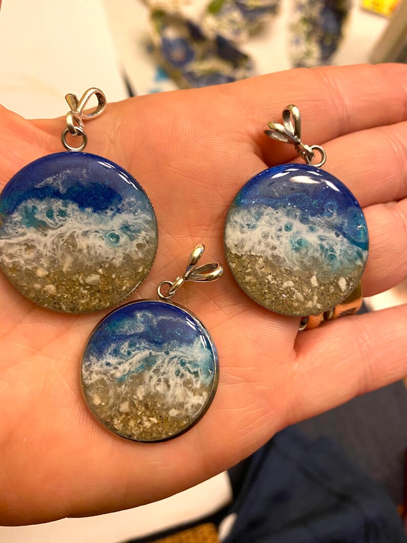 Beach Cremation Art Pendant Ocean Pendant Ashescremation Etsy