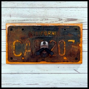Vintage California License Plate Reclaimed Wood Ukulele Hanger