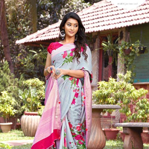 Handloom shops Linen Saree khesh linen palash khesh sari with blouse piece