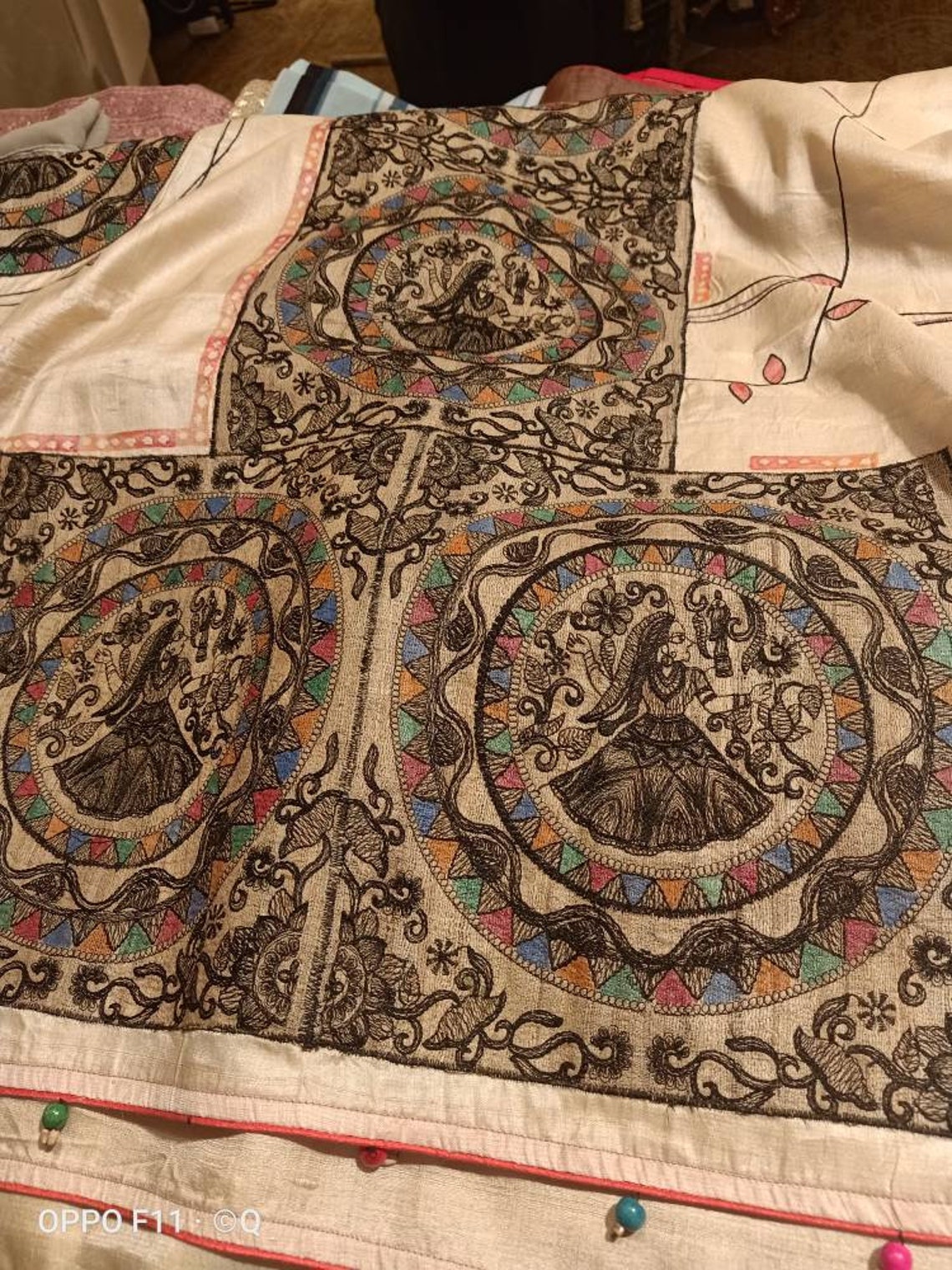 Pure Handloom organic tussar silk with Madhubani embroidery Etsy