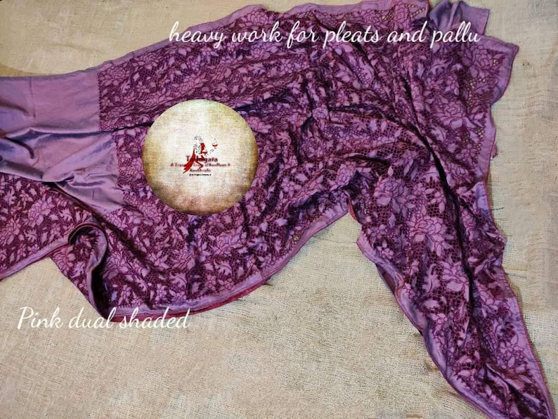 Pure handloom tussar silk cut work sari with silk tag and blouse piece