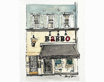 Babbo Restaurant, NYC Original Painting Greenwich Village. Manhattan NY wall decor, NY restaurant wall art, nyc painting