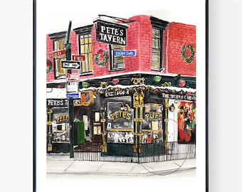 Pete's Tavern, Gramercy Park, NYC print, NYC wall art, NYC restaurant print, nyc bar print, new york art