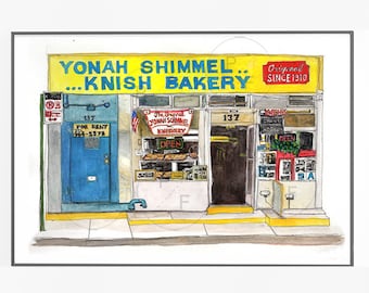 Yonah Shimmel Knish Bakery, Lower East Side NYC. Jewish Bakery, Nyc Storefront, NYC Facades, wall art, new york art, LES art, new york gifts