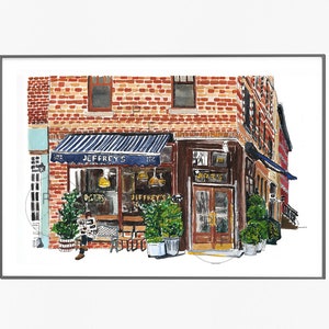 Jeffrey's Grocery restaurant Original Painting, West Village NYC, NYC Restaurant, New York City art, nyc art, nyc wall art,west village image 1