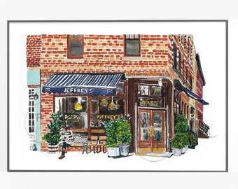 Jeffrey's Grocery restaurant Original Painting, West Village NYC, NYC Restaurant, New York City art, nyc art, nyc wall art,west village