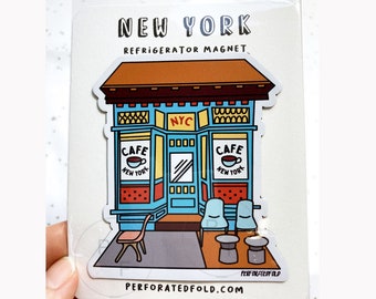 NYC Cafe, New York - New York City Refrigerator Magnet - NYC Gift - Travel Gift
