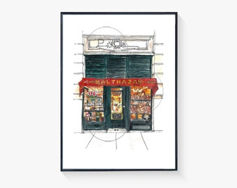 Balthazar, Soho, NYC. NYC restaurant print, Nyc Storefront, New York City wall art, nyc home decor, soho wall art, NYC Bakery, nyc gift