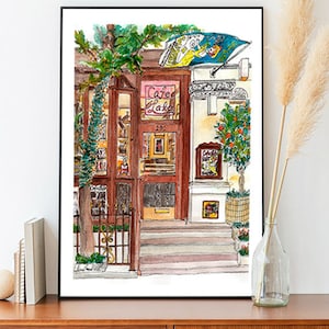 Cafe Lalo NYC print, You've Got Mail, Upper West Side art, NYC cafes, new york love story, new york art, nyc gift, nyc print