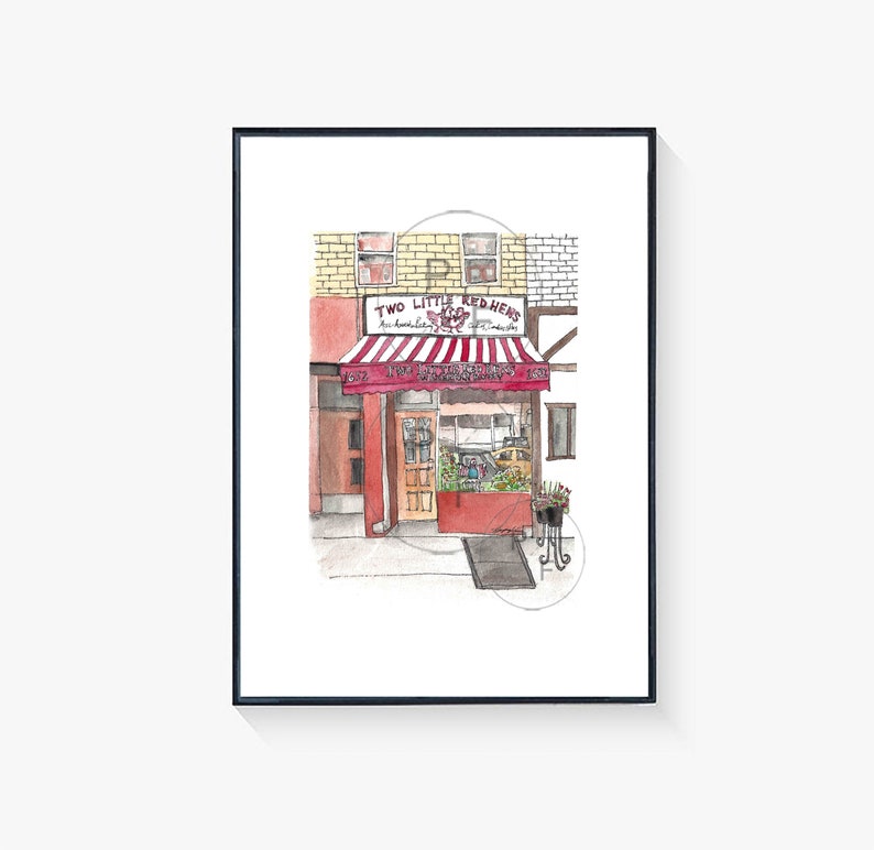 Two Little Red Hens NYC Print Upper East Side Cupcake Shop Etsy