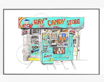 Ray's Candy Store, East Village, NYC print, Fried Oreos Ice Cream, NYC Facades, wall art, home decor, new york art