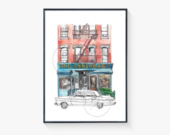 The Immigrant, East Village print, NYC storefronts, new york art, nyc wine bar, nyc bars, nyc restaurant, nyc art, east village art print