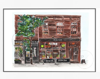 Fonda, Chelsea NYC print-New York Restaurants, New York wall art, New York Storefront, NYC illustration, NYC wall art, new york art,nyc gift