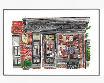 Frankies 457 Spuntino Original Painting Brooklyn, NY, Carroll Gardens NYC, NYC restaurant painting, nyc storefront, nyc restaurant, nyc art