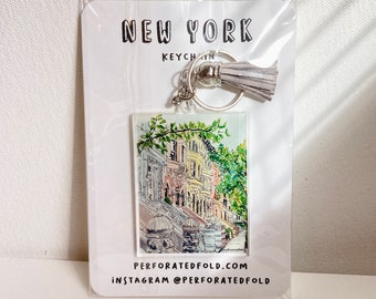 NYC Brownstones Keychain for New Yorkers, Nyc lovers. NYC, New York Keychain, New York Gifts, NYC Acrylic Keychain, New York City Gift