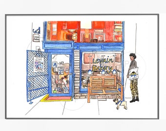 Levain Bakery, Upper West Side, Upper East Side, Soho,  Brooklyn, New York City. NYC bakery, NYC art, nyc bakery art print, NYC Storefront