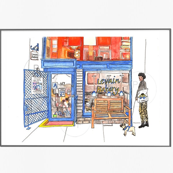 Levain Bakery, Upper West Side, Upper East Side, Soho,  Brooklyn, New York City. NYC bakery, NYC art, nyc bakery art print, NYC Storefront