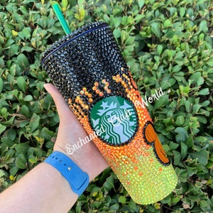 Disney starbucks halloween tumbler Mickey Pumpkin Bling Tumbler image 2