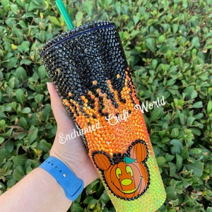 Disney starbucks halloween tumbler Mickey Pumpkin Bling Tumbler image 1