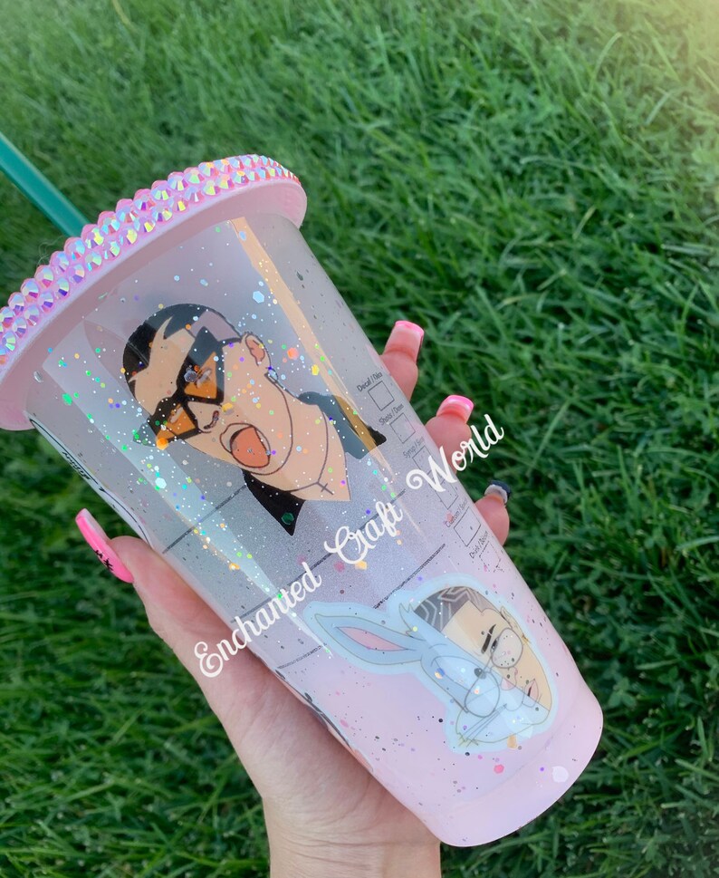 Bad Bunny Cold Cup Tumbler Custom Bling bad Bunny Etsy