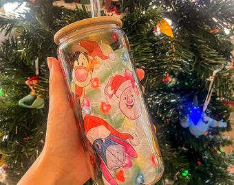 Glass can pooh themed