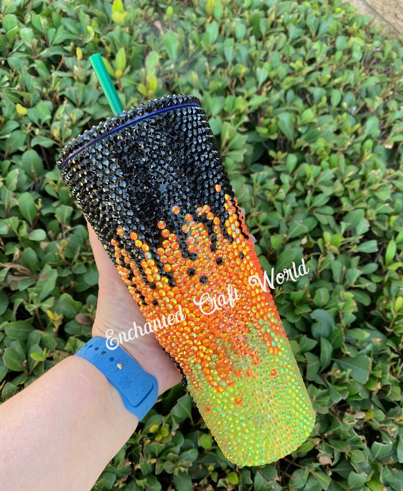 Disney starbucks halloween tumbler Mickey Pumpkin Bling Tumbler image 3