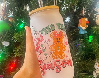 Christmas Frosted Glass can