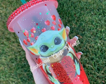 Baby alien valentine’s Day cold cup tumbler - Baby alien - Valentine’s Day - Love - Gift  - Bling