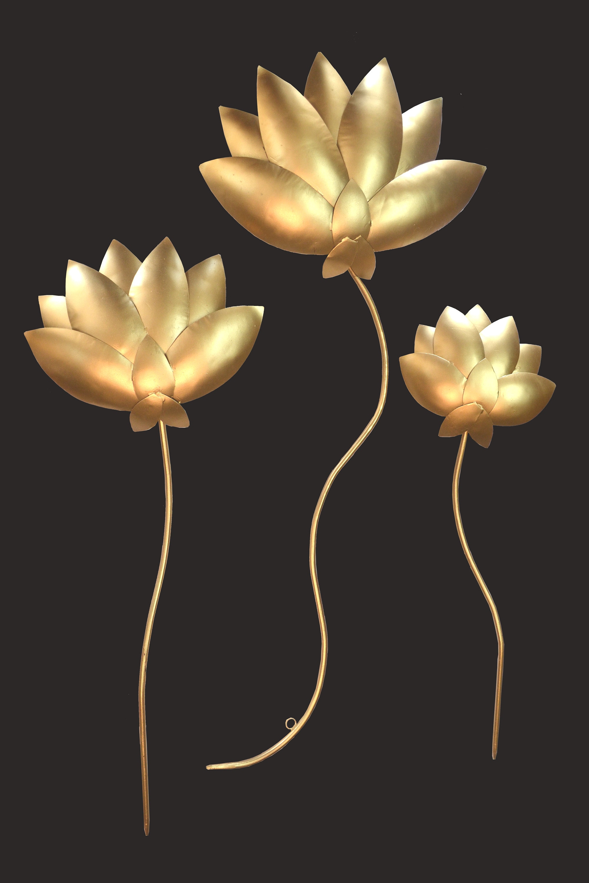 Gold Lotus flower 3 pcs Metal Wall Art Living Room Décor Etsy Polska