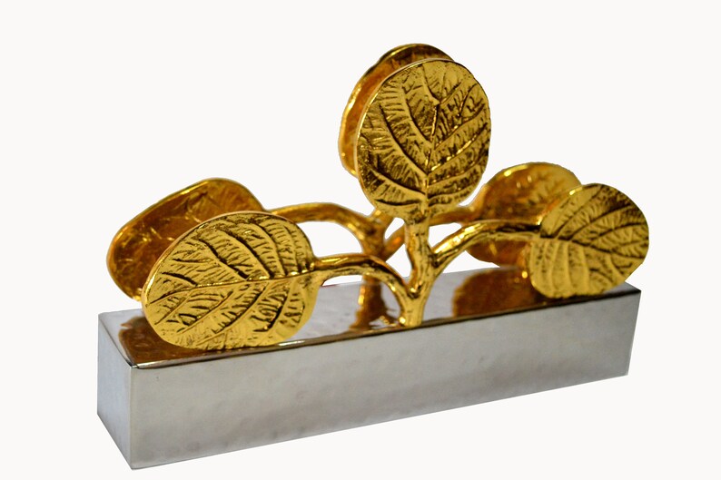 Stainless Steel Napkin Holder with Brass element in gold finish,
