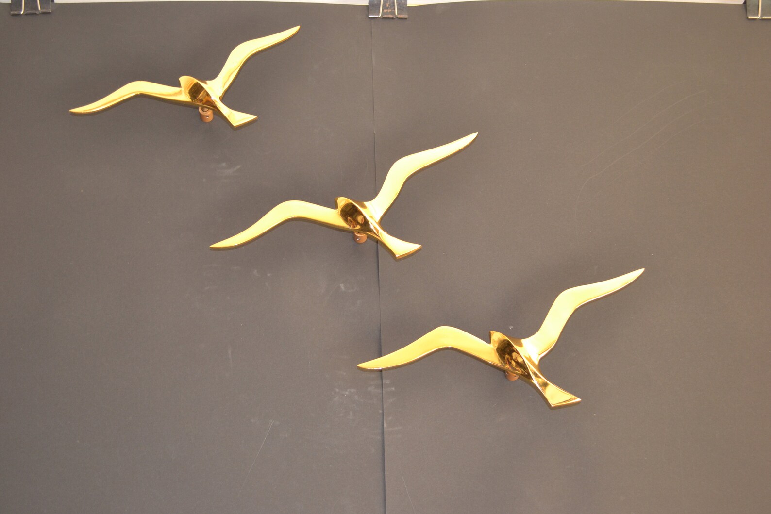 3 Pc Brass Birds wall art Gold Plating Metal bird Wall Art Etsy