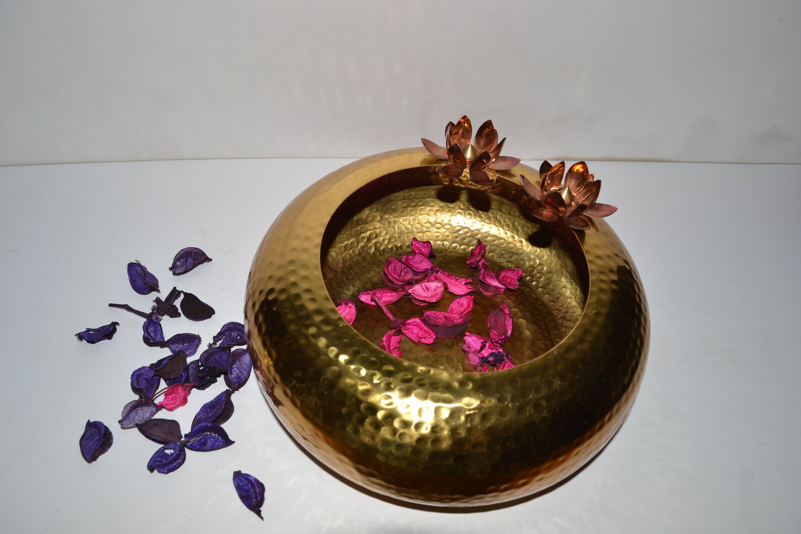 Brass Urli with Lotus flower for floating candle and flower Etsy