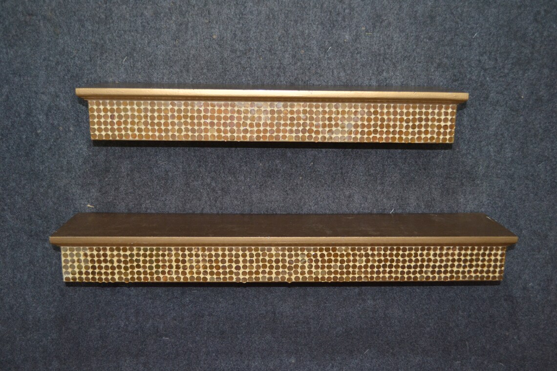 Gold Wall Shelves 30 Inch floating shelf Wood Modern Display Etsy