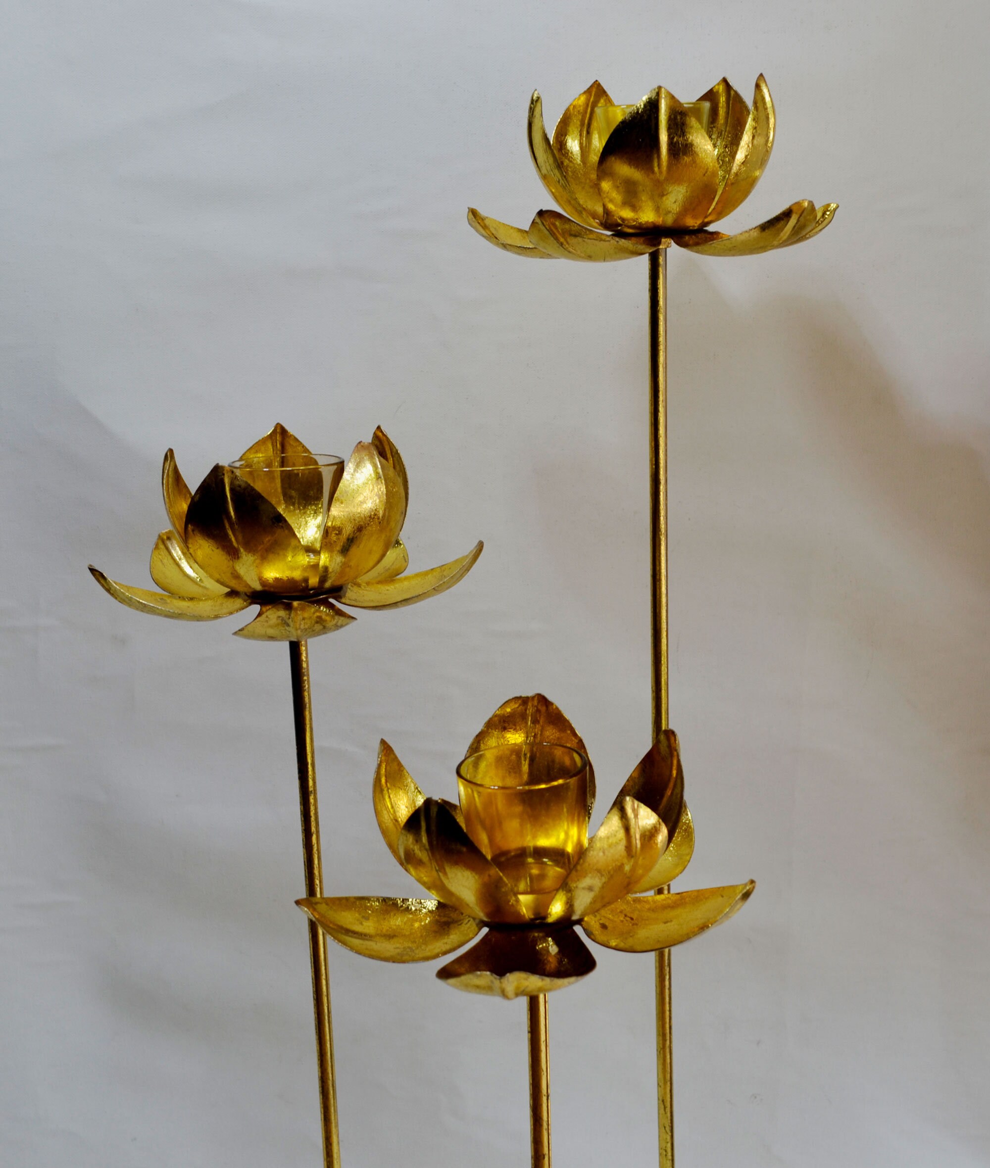 Floor Standing Lotus Candle Holder Set of 3pc Diwali Décor Etsy