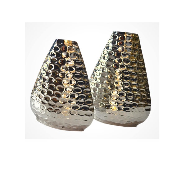 Hammered Design Stainless Steel Flower Vases Modern Room Etsy