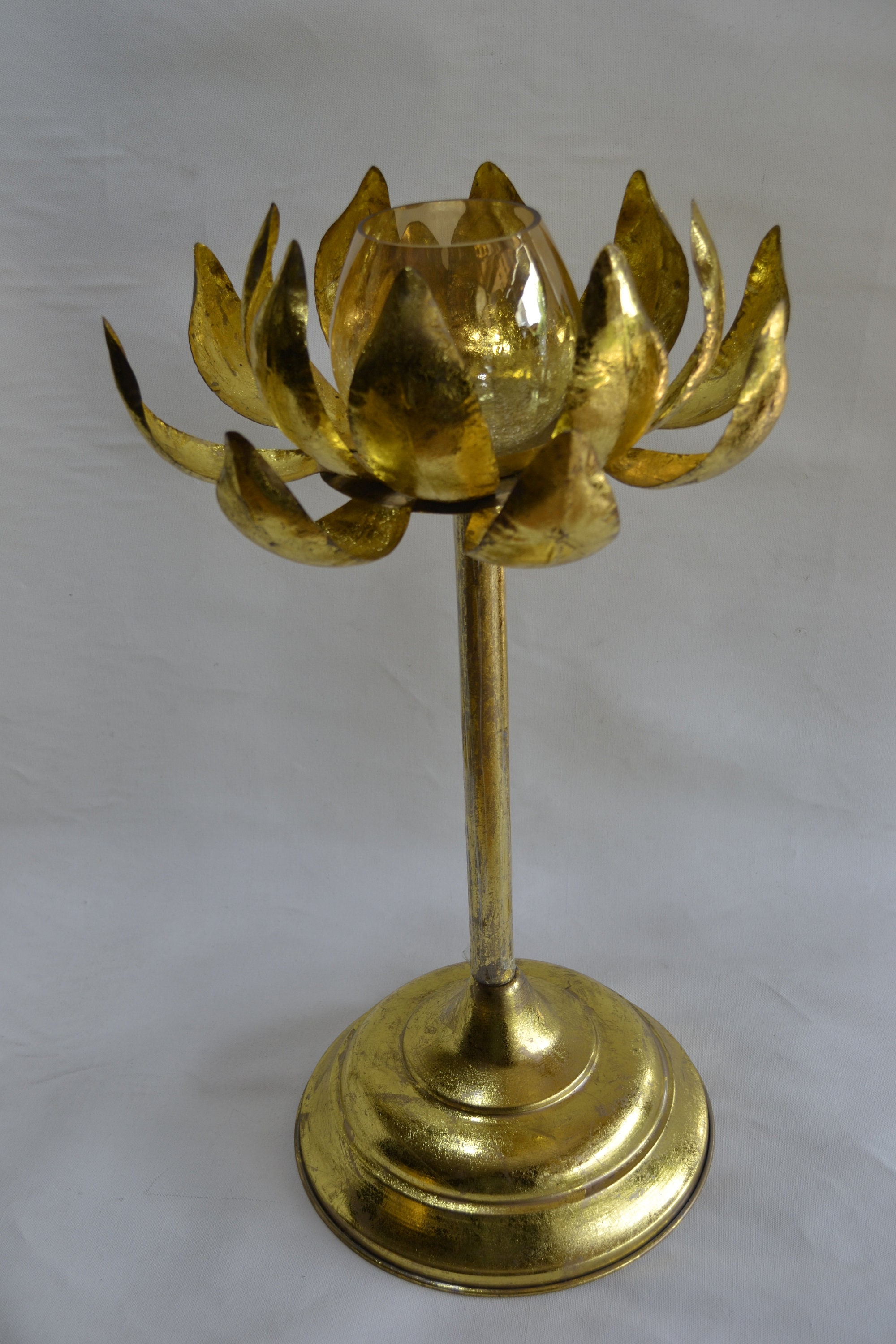 Gold Sun flower candle Holder set of 3 pieces Lotus flower Etsy