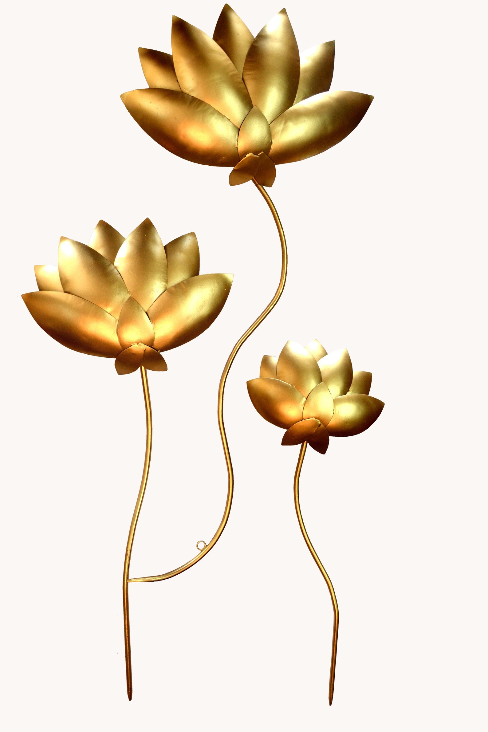 Gold Lotus flower 3 pcs Metal Wall Art Living Room Décor Etsy Polska