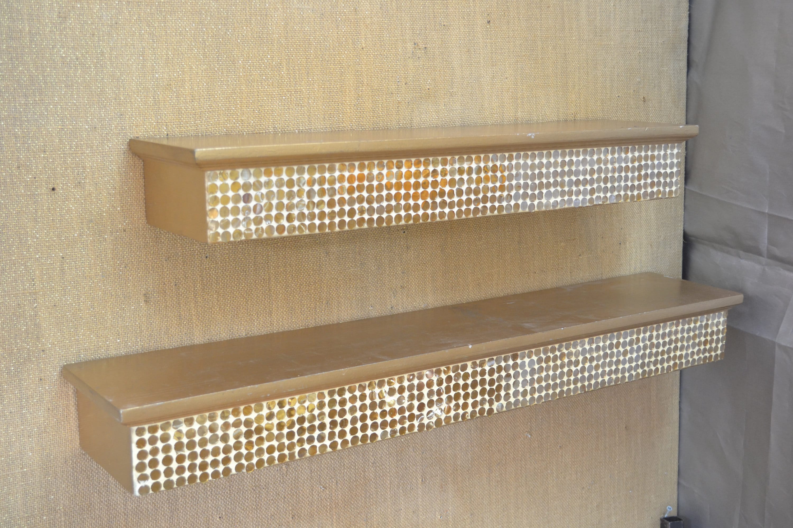 Gold Wall Shelves 30 Inch floating shelf Wood Modern Display Etsy