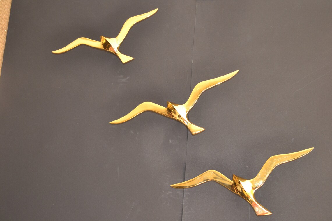 3 Pc Brass Birds wall art Gold Plating Metal bird Wall Art Etsy