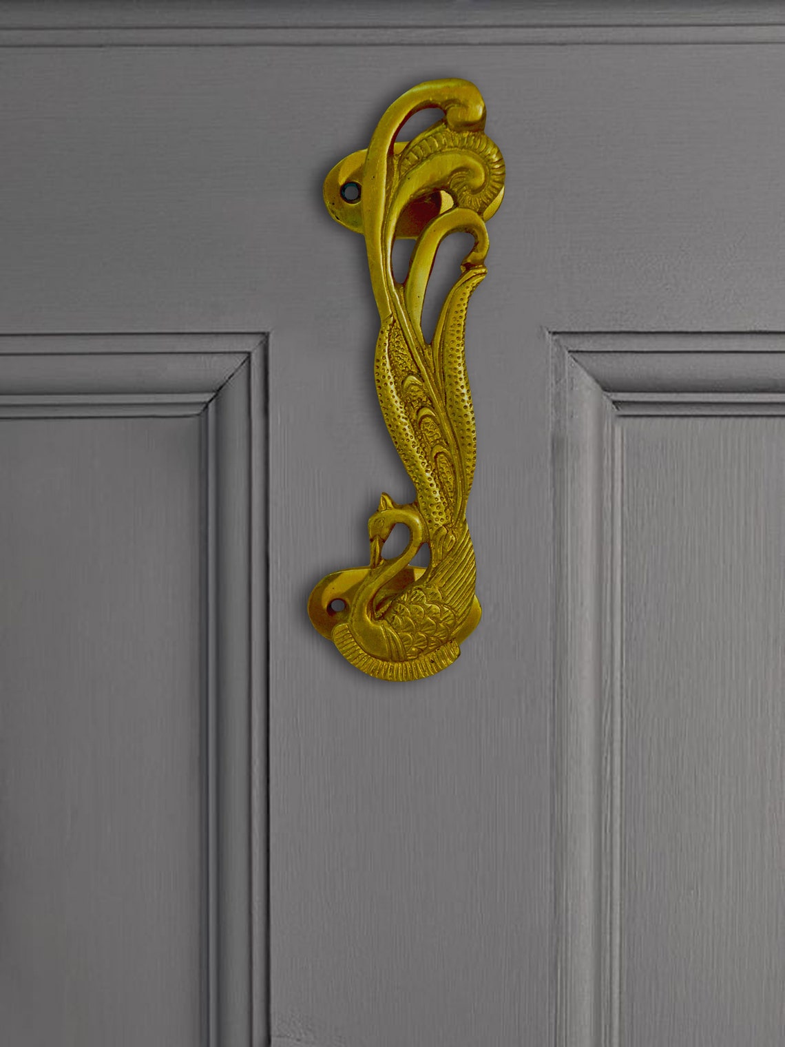 Peacock Door Handle 7 Inches Indian Brass Handware Handles Etsy