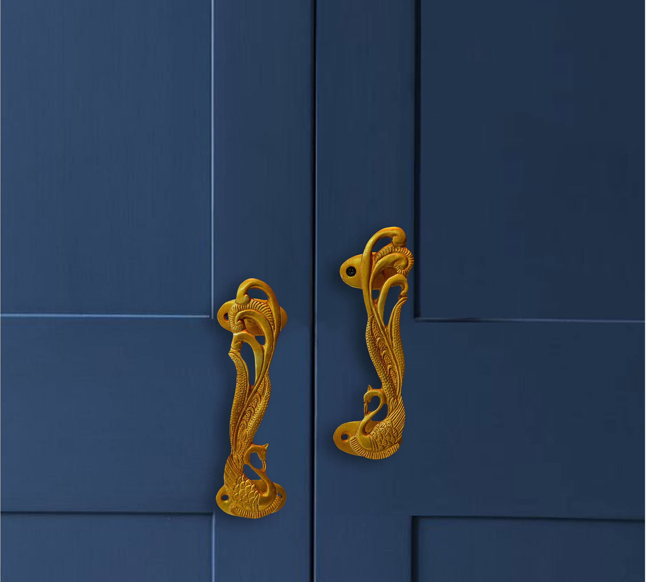 Peacock Door Handle 7 Inches Indian Brass Handware Handles Etsy