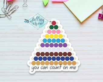 Montessori Teacher Sticker, You Can Count On Me Beaded Stair Kiss-Cut Offset Vinyl Decal Water Resistant Funny Gift for Preschool Teacher