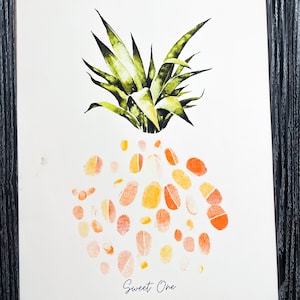 Pineapple Fingerprint Guestbook First Birthday, Nursery Art, Baby Shower, Sweet One